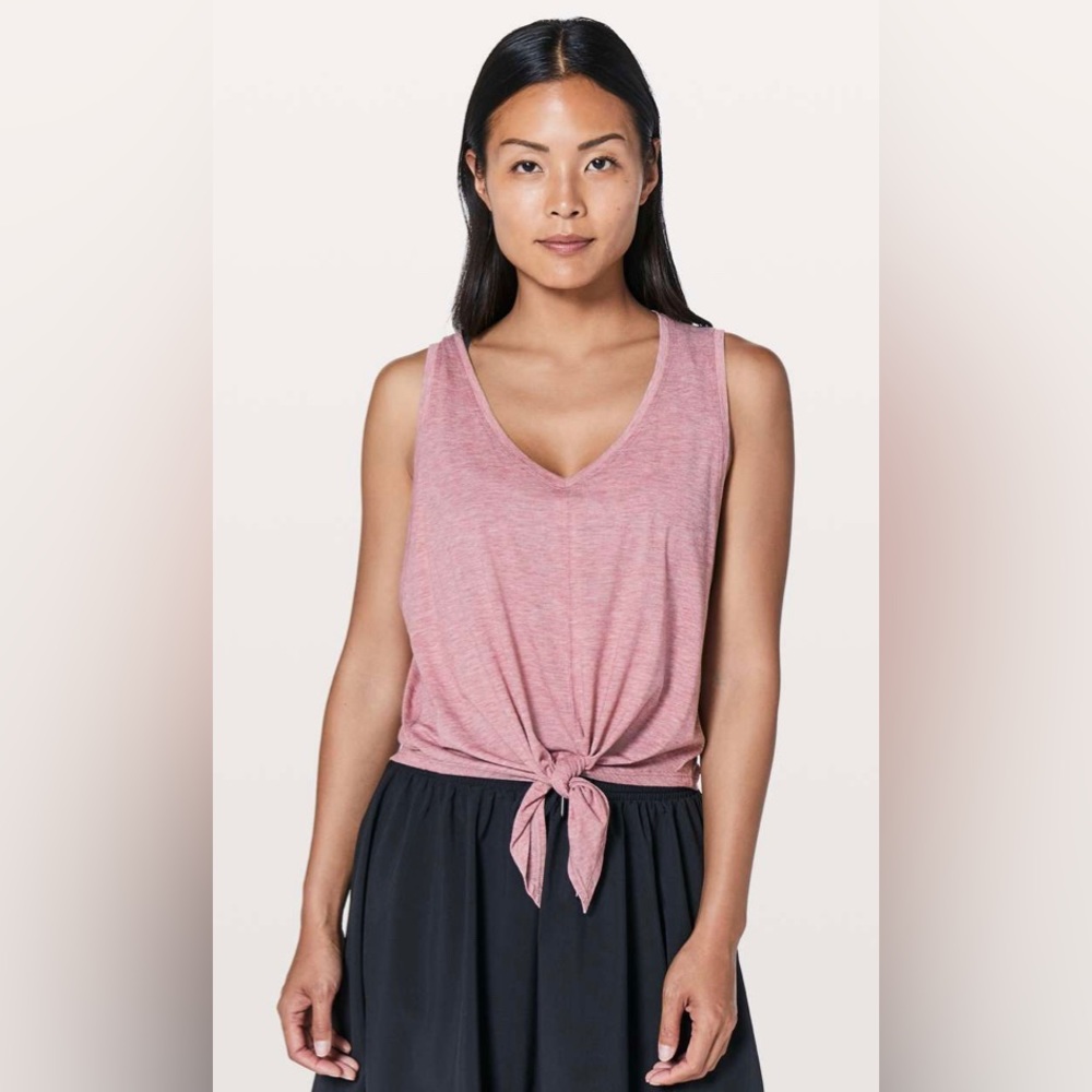 lululemon athletica Women’s Pink Tie-Front Muscle Tee